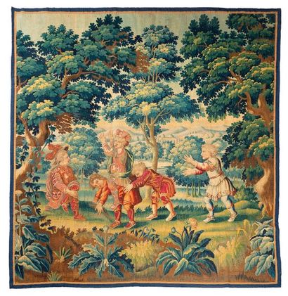 
Panneau de fine tapisserie d'Aubusson détourée...