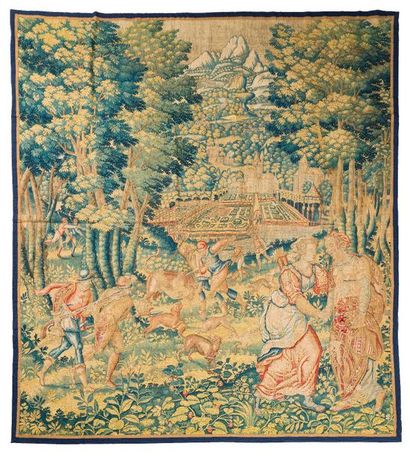 
Panneau de fine tapisserie de Bruxelles. détourée  (Flandres)...