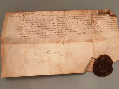 Parchment on vellum with a beautiful wax...