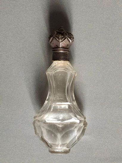 Crystal salt bottle silver mount - H: 11...